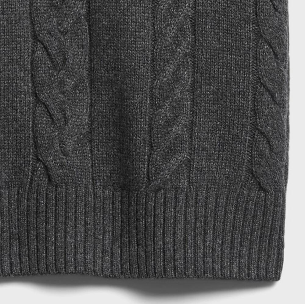 Banaana Republic Gray Cable-Knit  Wool-Blend Crewneck Sz L